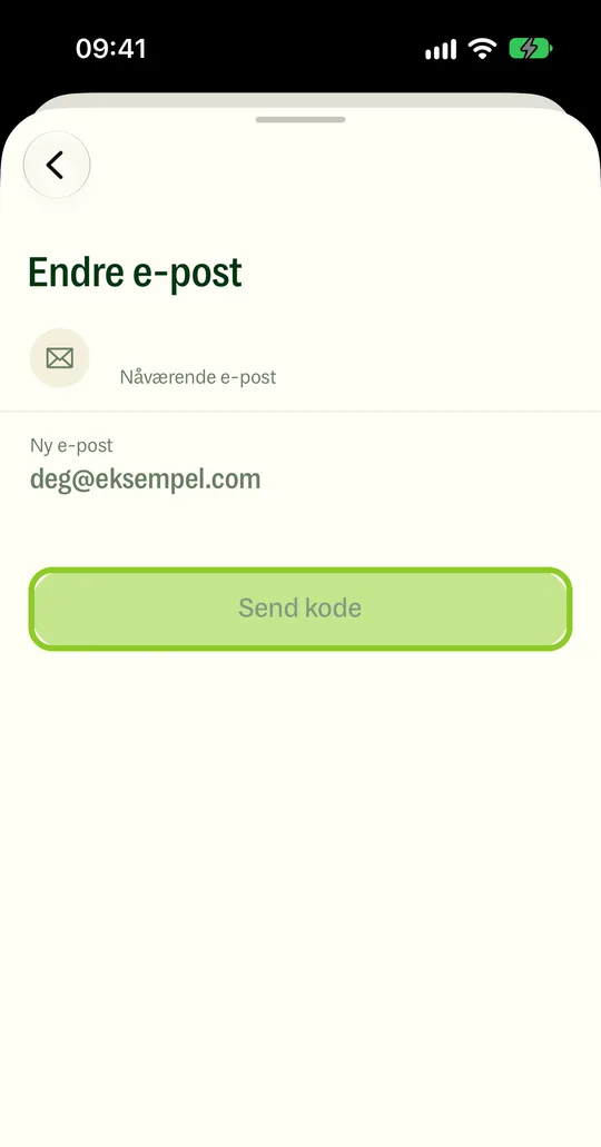 Enter the new address, and tap Send code.
