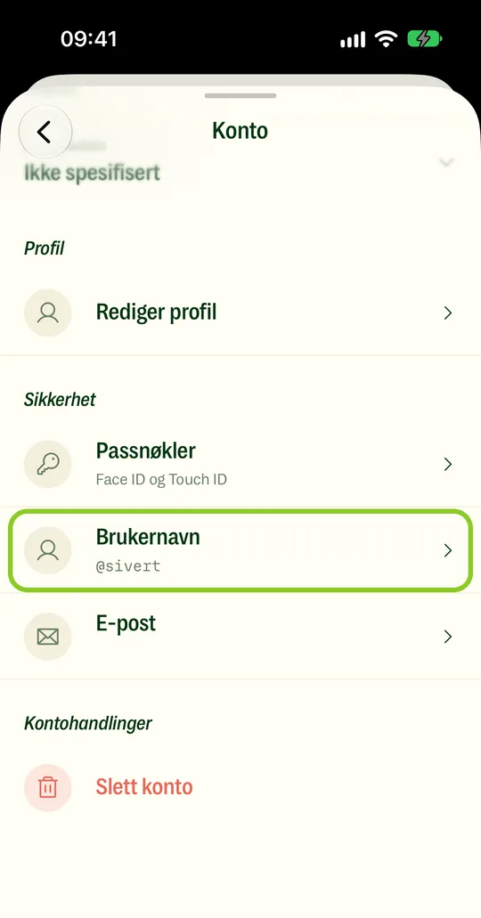 Go to Me › Account › Username.