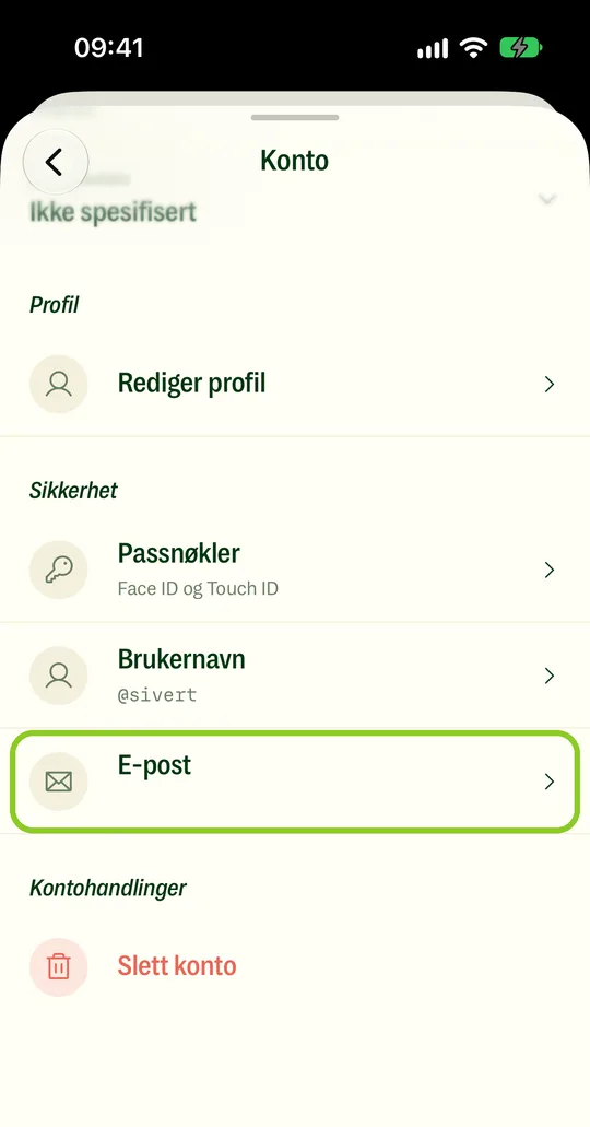 Go to Me › Account › Email.