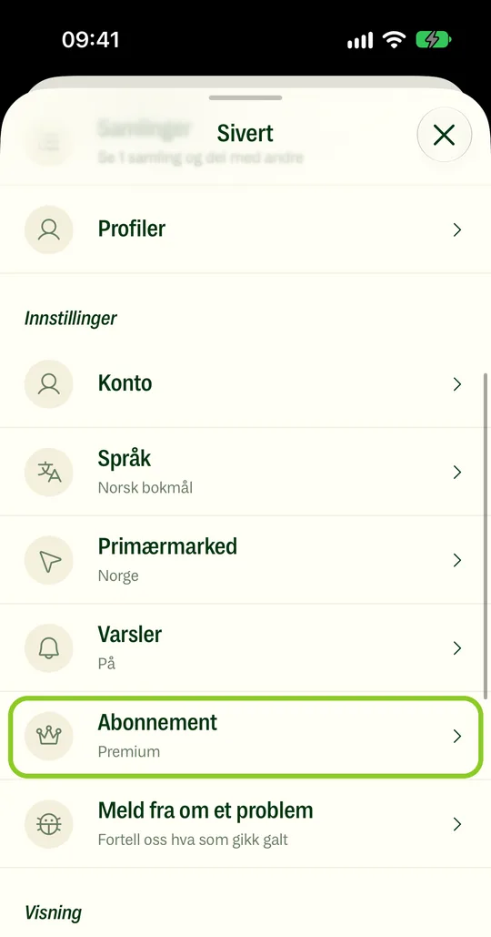 Gå til Meg › Abonnement.
