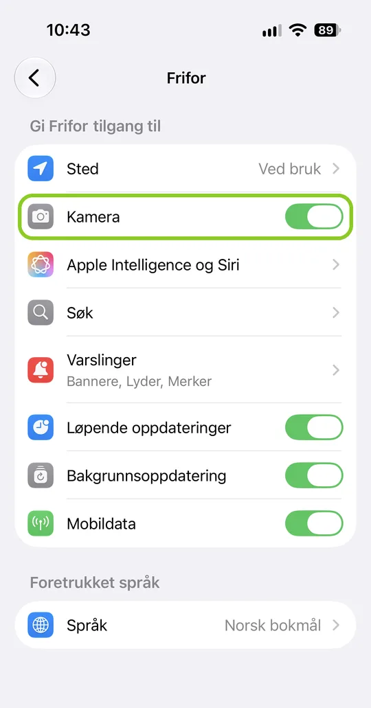 Slå på Kamera.