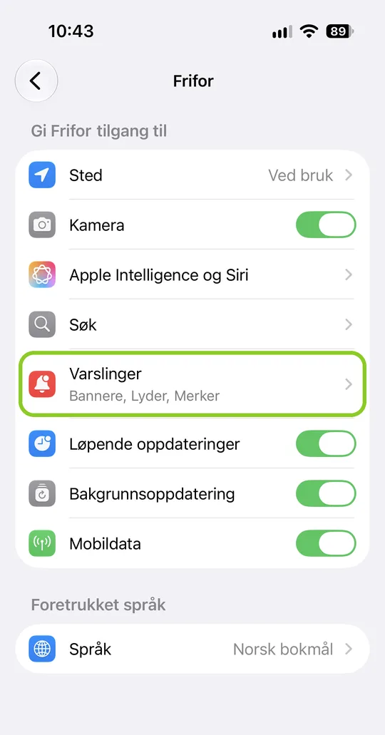 Trykk Varslinger.